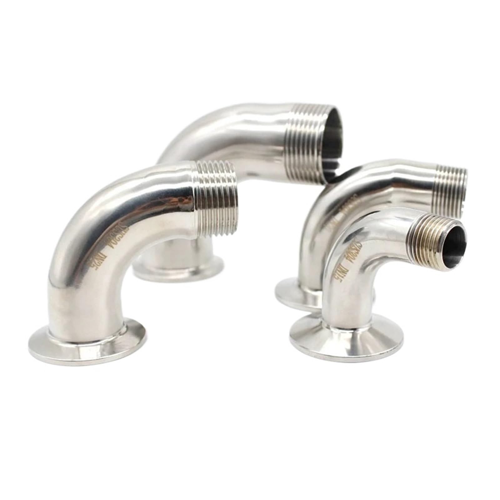 1 Conector rápido de Acero Inoxidable 304 con Rosca Macho de 1-1/4" y Triple Abrazadera de 1,5" de diámetro Exterior for tubería de 50,5 mm