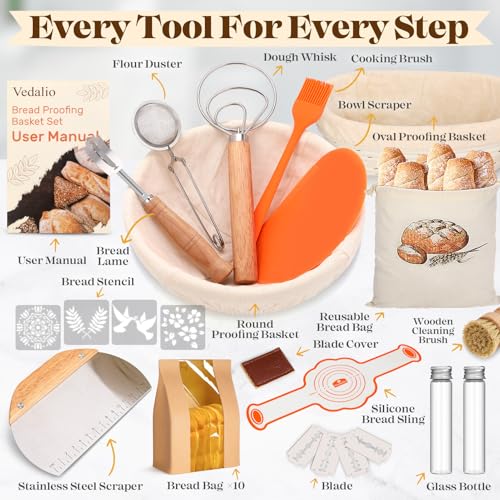Sourdough Starter Kit, Sourdough Bread Baking Supplies, Sourdough Kit for Modern Home and Kitchen, Sourdough Bread Basket, Sour Dough Kit, Bread Making Tools Kit Gifts for Bakers Women Wife Mom by VEDALIO - Image 2