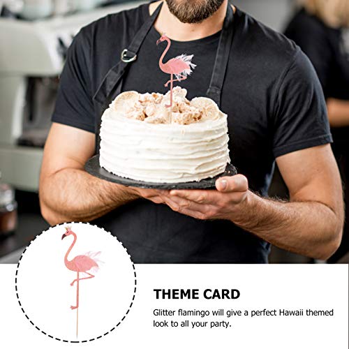 NUOBESTY 8Pcs Decoração de Coco Do Bolo de Aniversário Dos Desenhos Animados Glitter Flamingo Forma