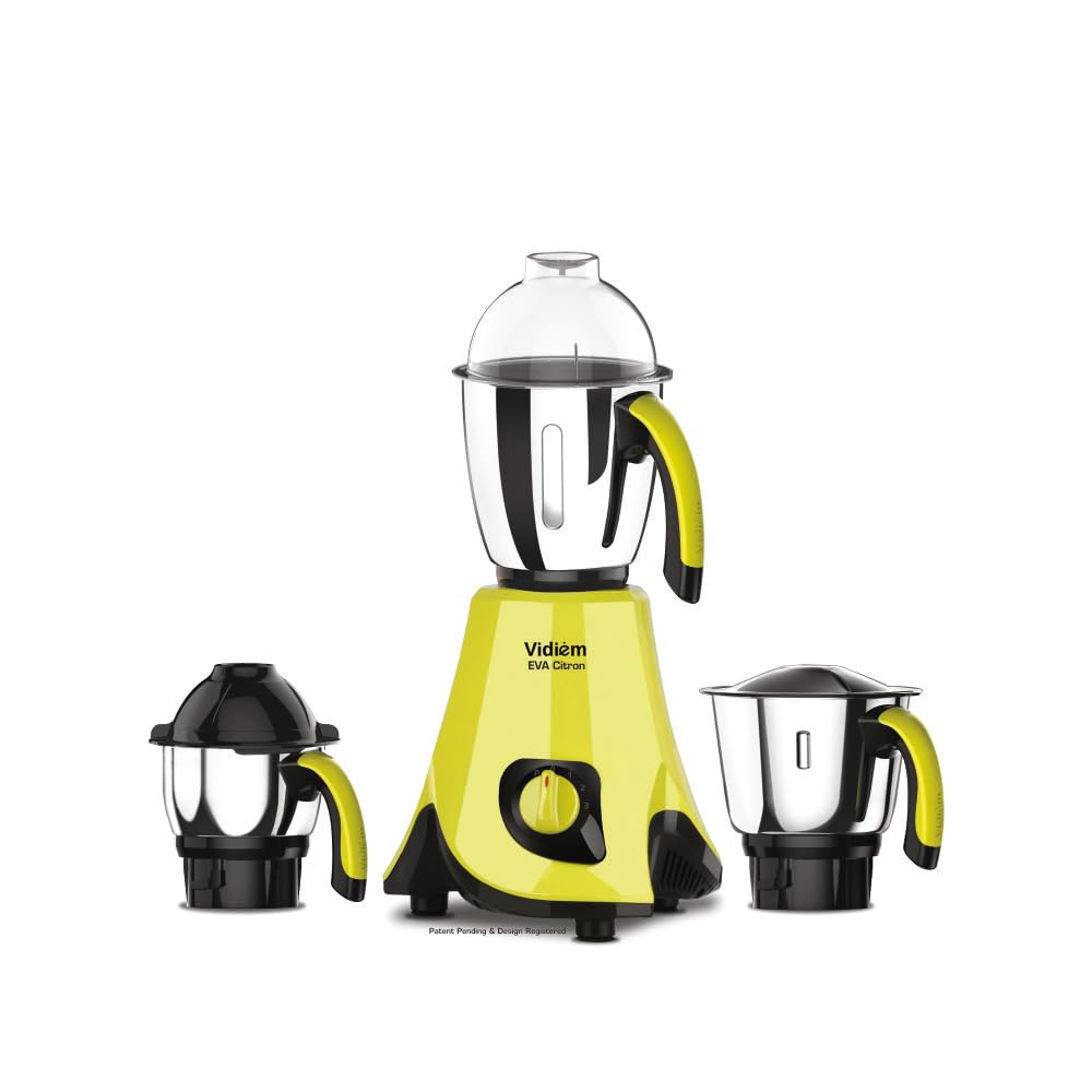 Vidiem Eva Citron Mixer Grinder 650W with 3 Jars (1.5L, 0.75L, 0.4L) | ARIA Cool Tec Motor | Self-Locking Jars | Dynamically Balanced Blades | 5-Year Motor Warranty | Green-image-39