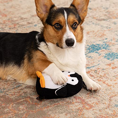 Trustypup Strong 'N Silent Penguin Silent Squeak Plush Dog Toy, Chew Guard Technology - Black/White, Medium #TOP1