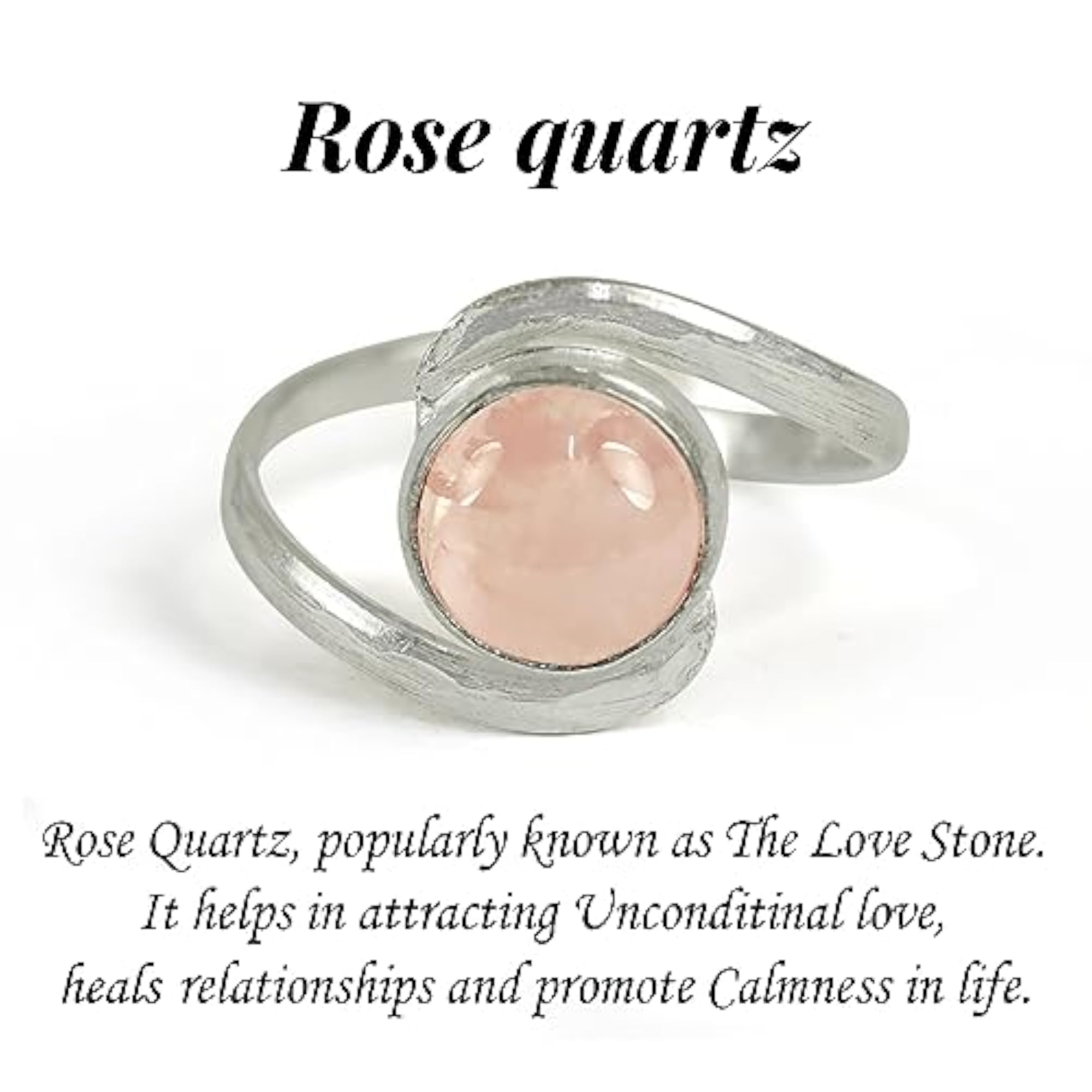 Adjustable Certified Rose Quartz Gemstone Ring for Unisex