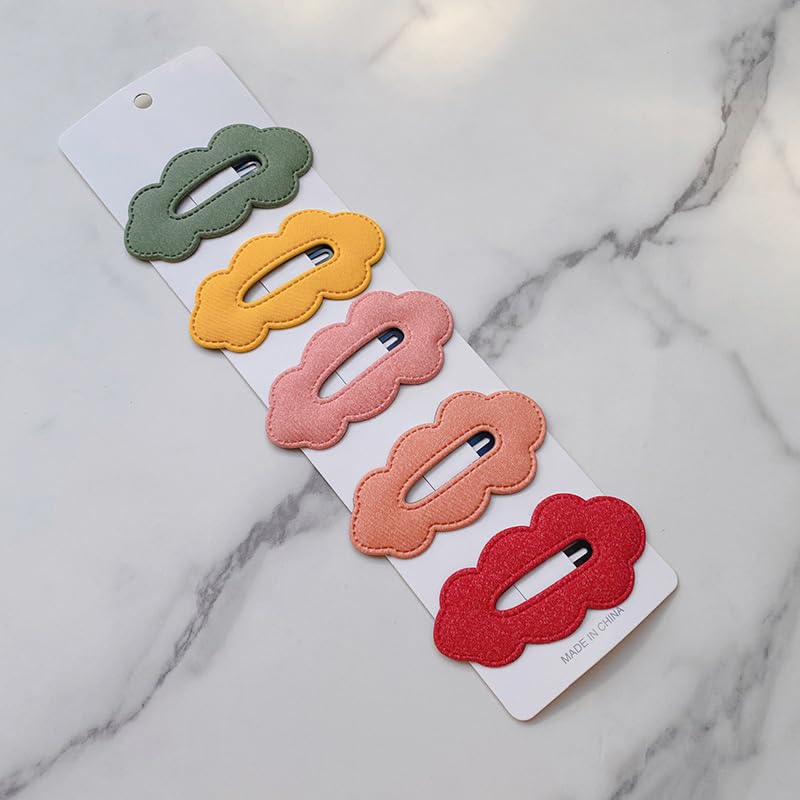 Miniatura 8 de 5 pinzas para el cabello de piel sintética, pinzas clásicas BB para el cabello, horquilla de color puro, pinzas para el cabello en forma de nube,