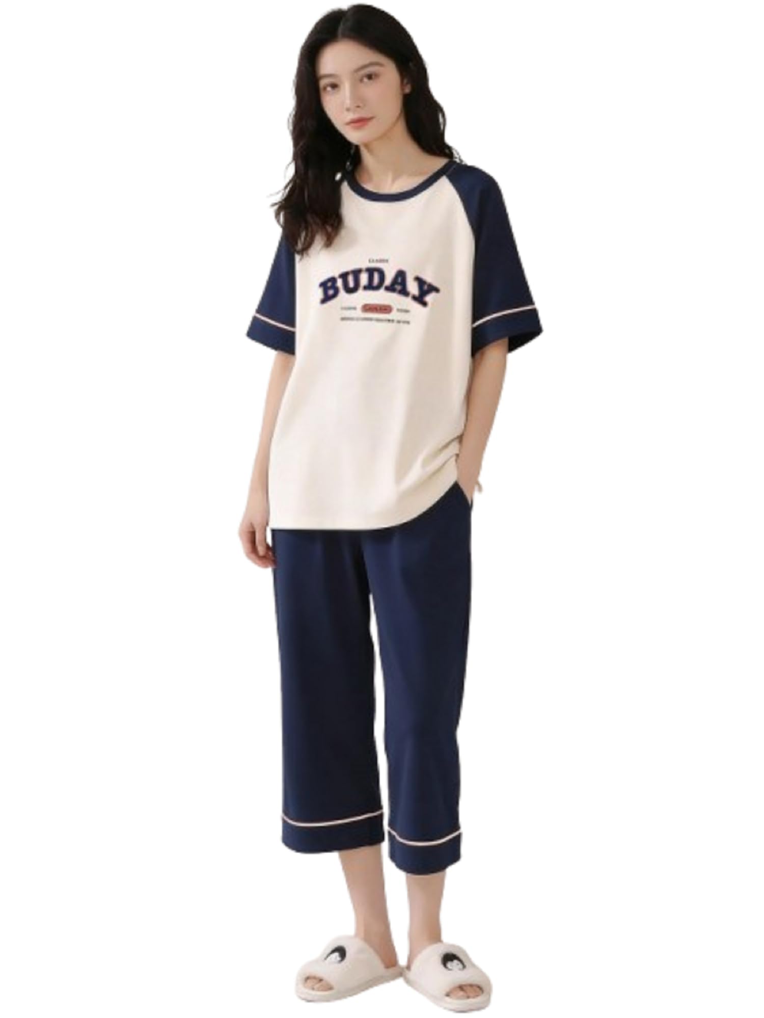 lymio Womens Korean Night Dress | Full Pyjama Set | Korean Nightsuit | Women Nightwear |Round Neck Full Sleeve Nightsuit | Loungewear | Everyday Nightdress (W-ND-1)-picture-15