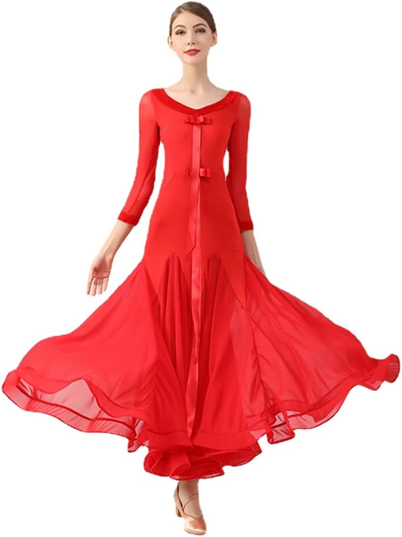 Vrouwen Ballroom Dans Rok Lange Schommel Moderne Standaard Waltz Competitie Dans Jurk Buikdans Latin Tango Swing Rokken,zwart,S