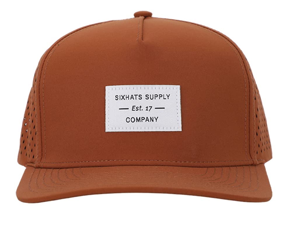 SixHats 5 Panel Signature Hat | Waterproof & Sweatproof | Hats for a Cause, Burnt Orange, Large-X-Large