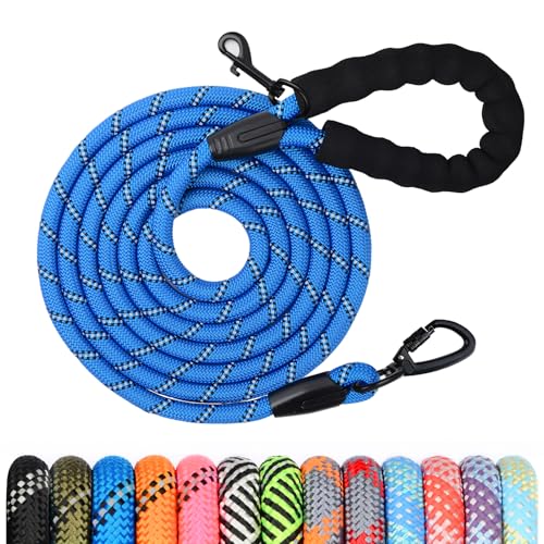 Longe pour Chien, 1,2M/ 1,5M/ 2M/ 3M/ 5M/ 10M/ 20M/ 30M Laisse de Dressage pour Chien, Long Laisse avec Poignée Rembourrée pour Petits, Moyens et Grands Chiens