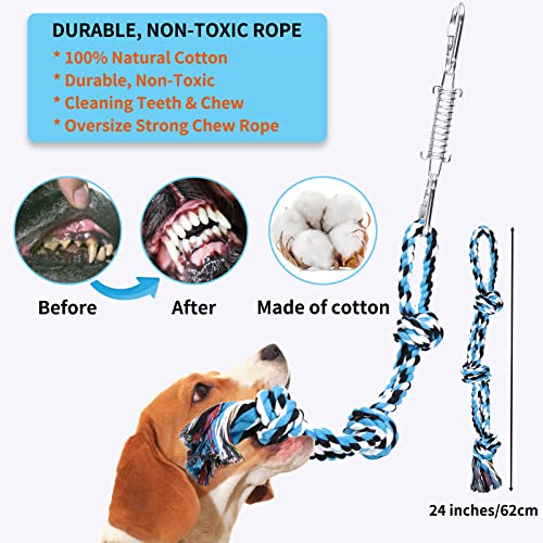 LOOBANI-Dog-Spring-Pole-Toy-for-Pitbull-Outdoor-Durable-Hanging-Rope-Tug-Toys-for-Exercise-Muscle-Building-Bite-Training-Interactive-Tug-of-War-Game-for-Medium-to-Large-Breeds-Solo-PlayBlue LOOBANI Dog Spring Pole Toy for Pitbull Outdoor Durable Hanging Rope Tug Toys for Exercise Muscle Building Bite Training Interactive Tug of War Game for Medium to Large Breeds Solo PlayBlue