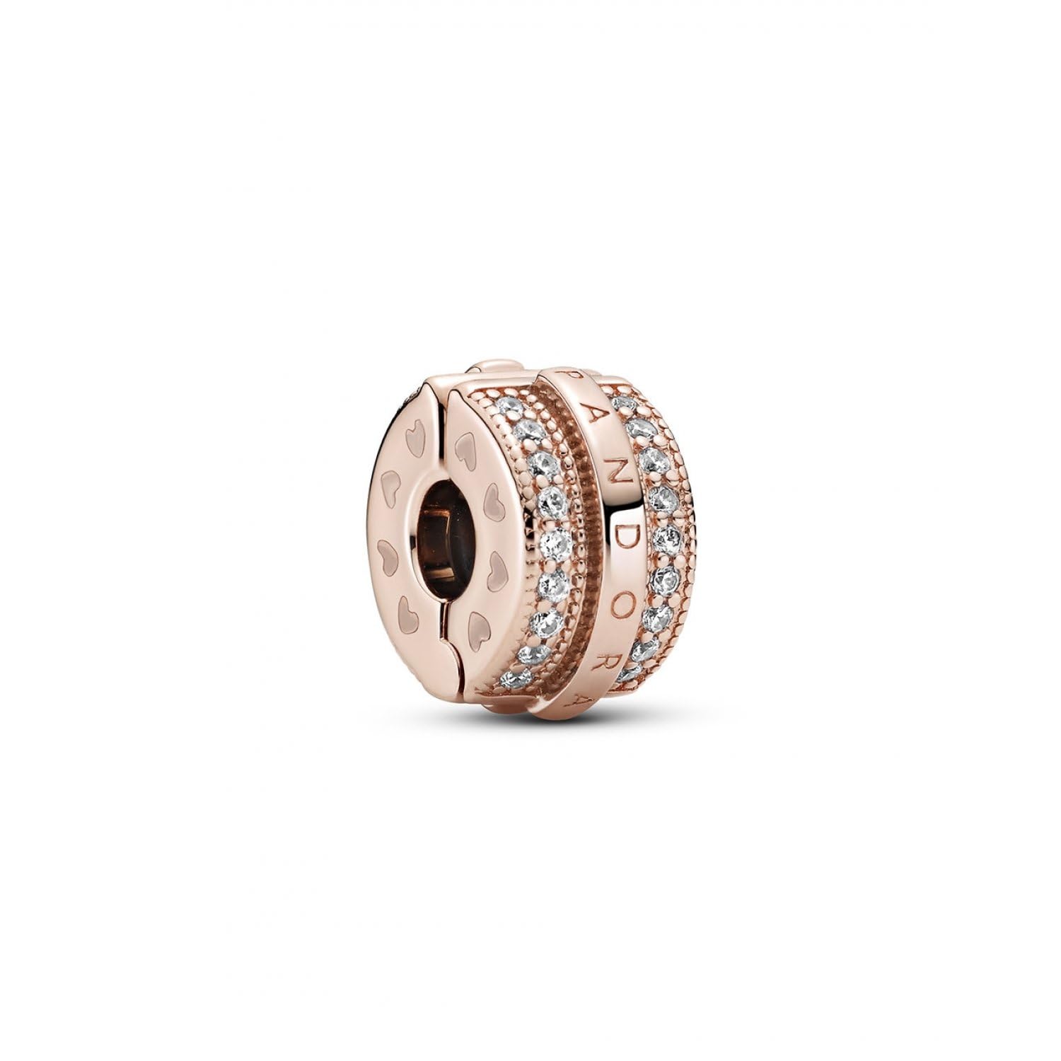 PANDORACharm de Clip Logotipo y Líneas de Pavé Brillantes 789042C01