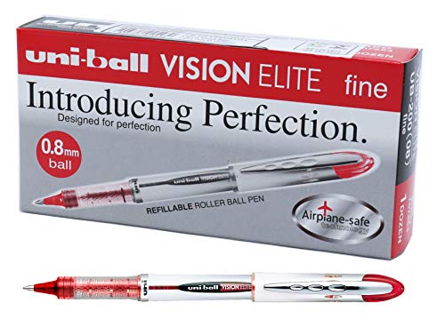 Caneta Rollerbal Vision Elite UB 200 0.8mm, Uni-Ball, Vermelha, Caixa com 12 unidades