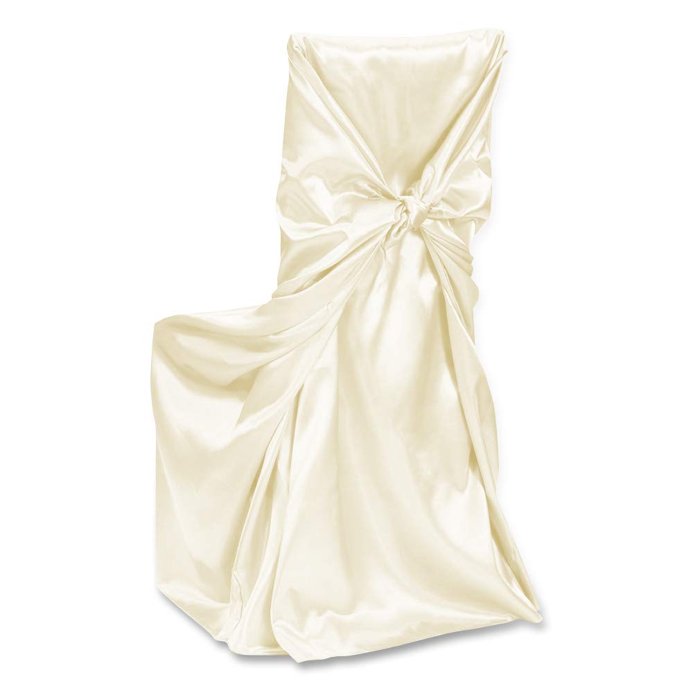 LinenTablecloth Satin Universal Chair Cover Ivory