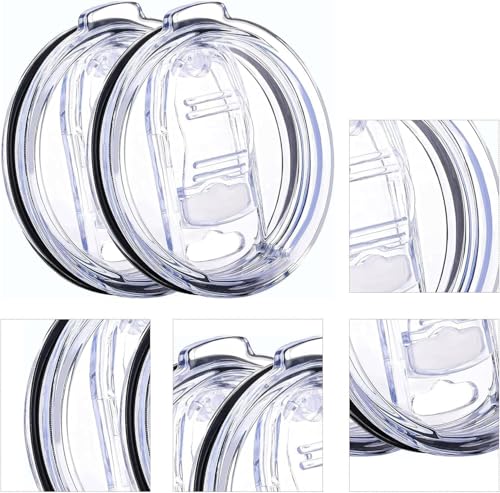 2 Pcs Clear Skinny Tumbler Lids, for Replacement Stainless Steel Lid, Cup Mouth Compatible With, and More Glass Tumbler Cups Cap, Spill Proof Splash Resistant Sliding Covers, Travel Cup 20 Oz