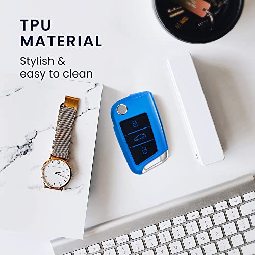 Autosleutelhoes voor VW Golf 7 - TPU beschermhoes - Zwart/Blauw - Afbeelding 5