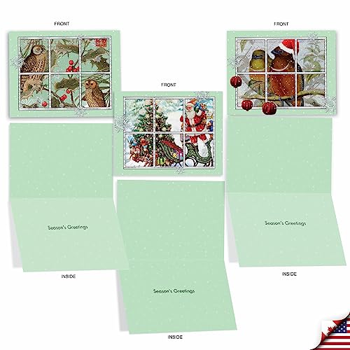 Image of The Best Card Company - 10 Holiday Note Cards for Christmas - Festive Bulk Assortment, Boxed Notecards with Envelopes (4 x 5.12 Inch) - Merry Mail M10013XS