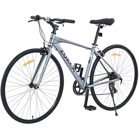 ECARPATEYE 7 Speed Hybrid Bike Aluminum Alloy Frame C-Brake 700C Road Bike for Men Women's City Bicycle (Grey) Cover