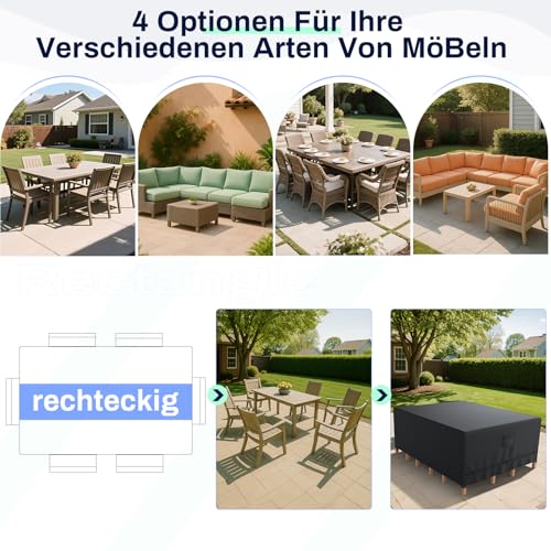 Oleic Abdeckung Gartenmöbel 200 * 160 * 70cm, 600D Oxford Gartenmöbel Abdeckung, Gartenmöbel Abdeckung Winterfest Wasserdicht für Gartentische Terrassenmöbel Rechteckig
