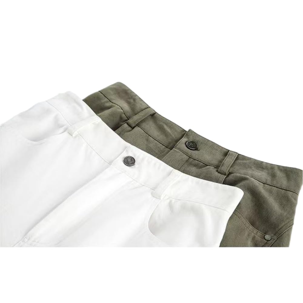 ZBDZSW Pantaloni casual a gamba larga retrò per uomini e donne alla moda tinta unita semplici versatili pantaloni casual