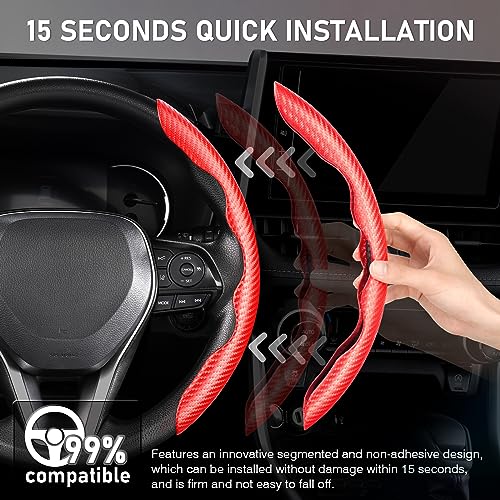 Image of Cartist Steering Wheel Cover, Carbon Fiber Steering Wheel Cover, Car Steering Wheel Cover for Men /Women, Anti-Slip, Comfortable Grip, Durable, Universal for 99% Car Interior Accessories (Red)