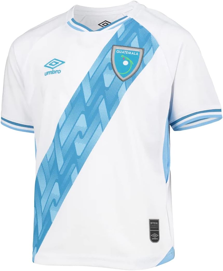 Umbro Guatemala Youth Home Jersey 2021 (US, Alpha, Large, Regular, White, Sky Blue)