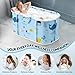 Faltbare Badewanne für Dusche, 92L x57W x 56H cm, freistehende Badewanne mit Sitz, Warmwasserdusche, Eisbad, Sauna, Massagewanne, tragbares Eisbad für Erwachsene (hellblau Ozean-Stil)