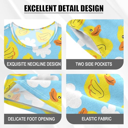 Pajama Short Sets Cartoon Duck Cute Soft Cotton Summer Sleepwear 2 Piece PJS Size 5-14T3