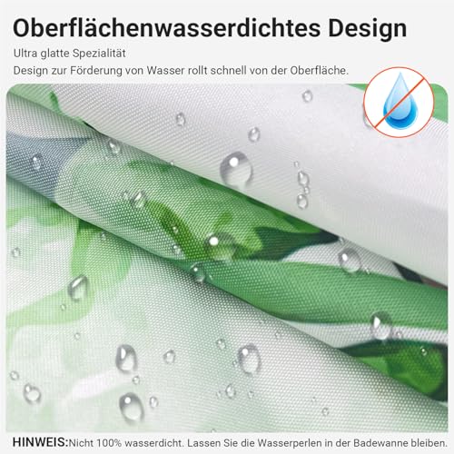 Lerores Shower Curtain, 100 x 200 cm, Flowers, Weighted Hem, Anti-Mould Textile, Water-Repellent - Image 2