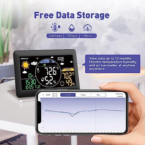 Baldr 388BL1-YB Wifi Weather Station With 3 Wireless Sensors, App Smart Control Thermometer With Real Time Internet Forecast And Large Color Va Display thumb #3