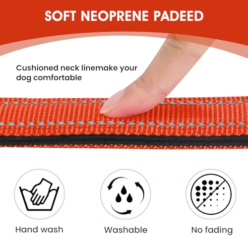 Image of Reflective Dog Collar, Adjustable Nylon for Medium Dogs,Tangerine