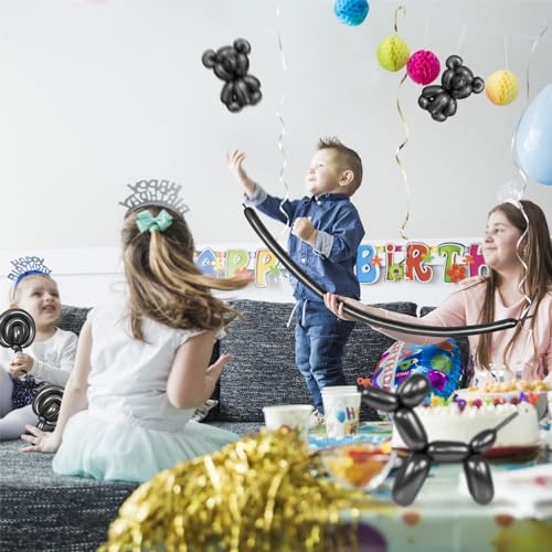 Image of Metallic Black Long Balloons Premium 260 Twisting Animals Magic Balloons for Birthday Kids Wedding Party Supply 100pcs