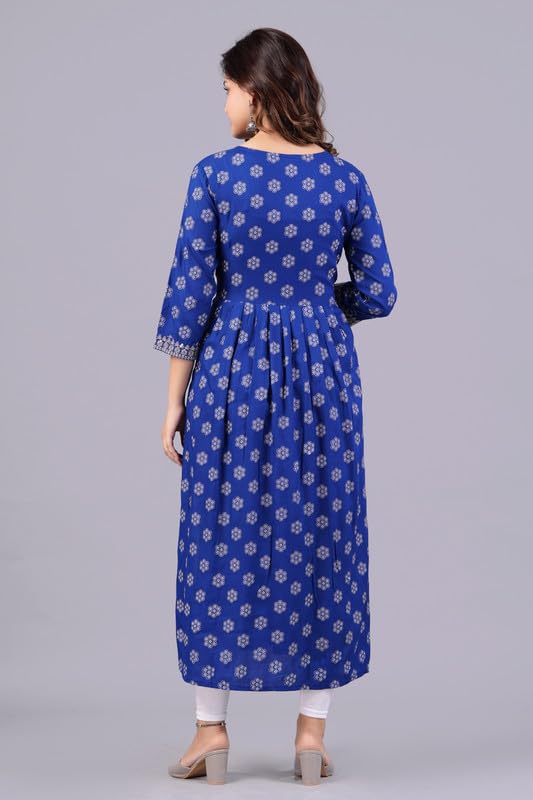 Image of NEW4U Women's Sequin Zari Embroidery Printed Naira Cut Kurti