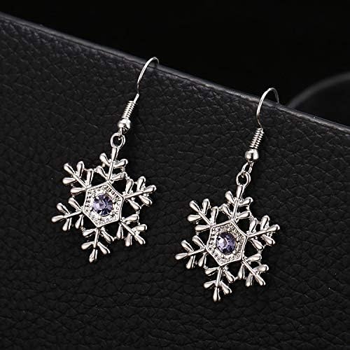 Christmas Snowflake Earrings for Women Winter Crystal Snowflake Drop Dangle Earrings Christmas Festive Gift for Women - Image 7