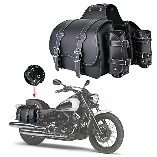 Sacoches de Moto en Cuir Haute densité – Sacoches latérales avec Porte-gobelet, imperméables Harley Sportster, Sac à Outils latéraux, Sac de Rangement pour Moto, Universel, 1 Paire, Noir (Noir 5)