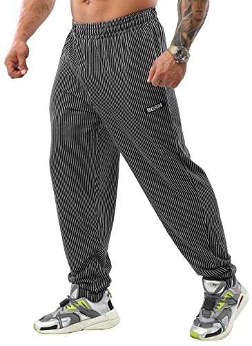 Men's Baggy Sweatpants, Loose Fit Gym Workout Pants with Pockets