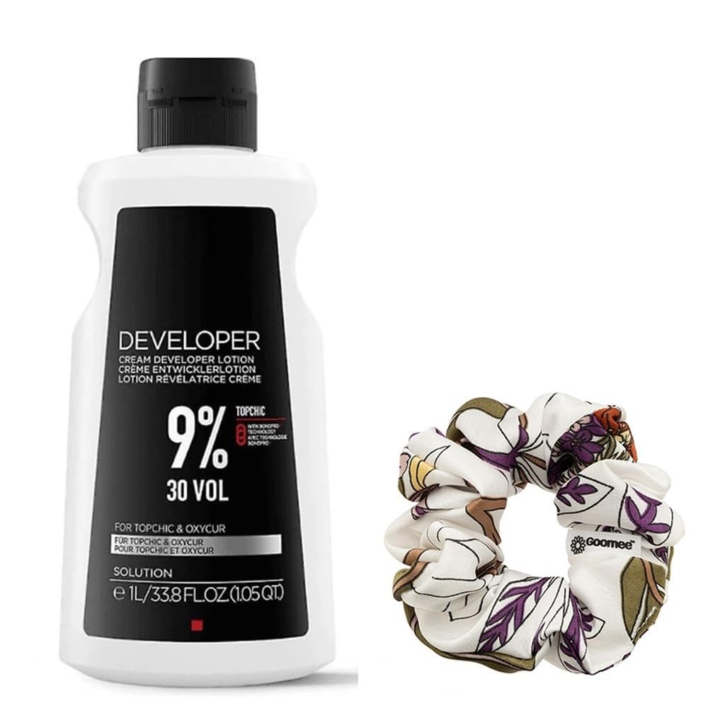 Topchic Developer 9% / 30 Volume Topchic Hair Color Developer 33.8 Ounce and Goomee Scrunchie (Bundle)