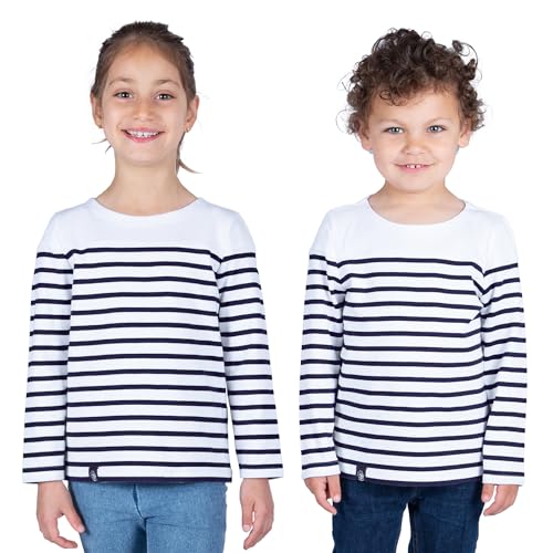 Breizh Ocean - Marinière Coton Bio - de 1 à 14 Ans - Création Française LANESTER Enfant - Tee Shirt Enfant Garcon ou Fille Manches Longues - Vetement Bebe...