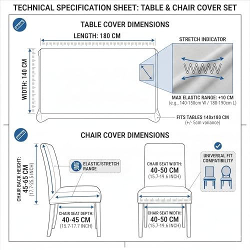 Image of Styleys Dining Chair Cover with Table Covers for Kitchen Waterproof Dining Table Cloth (1 Table Cover + 4 Chair Cover, Green Abstract, K732)