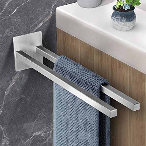 Handtuchhalter Ohne Bohren, Gebürstet Edelstahl Badhandtuchhalter Selbstklebender, Badetuchstange 39 cm für Bad und Küche (Zweiarmig)