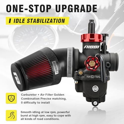 Image of NIBBI 26mm Carburetor with CNC 48mm Air Filter kit,PE26 Carburetor fit for 200cc Dirt Bike,Upgrade for VM26 PZ27 Performance Parts