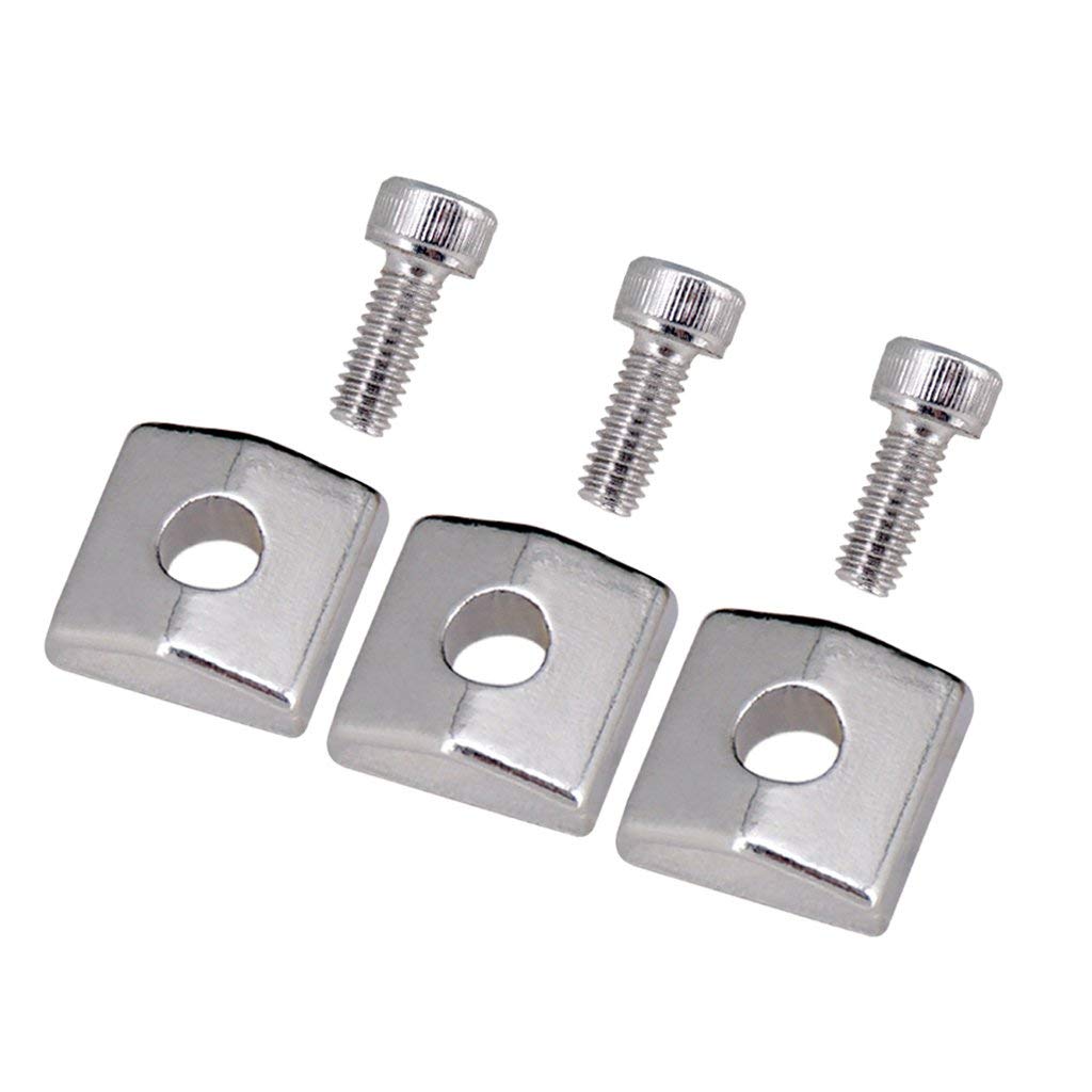 3 Pieces Locking Nut Block and Screws Guitar Cap Suitable for Tremolo Bridge Replacement Part (Silver)