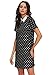 MakeMeChic Women's Peter Pan Collar Short Sleeve Polka Dot Shift Dress Black L