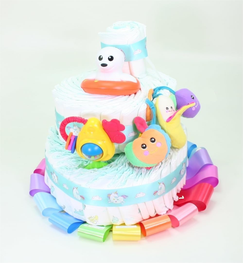Torta di Pannolini 3 Piani Multicolor Tutti-Frutti