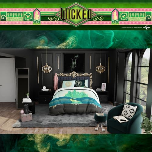 Image of Collectibles Wicked Elphaba and Glinda Bedding 5 Piece Super Soft Reversible Comforter and Sheet Set, Full, (Officially Licensed Product) By Franco
