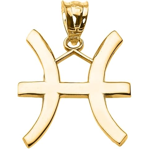 10K Yellow Gold Pisces Zodiac Astrological Sign Charm Personalized Pendant