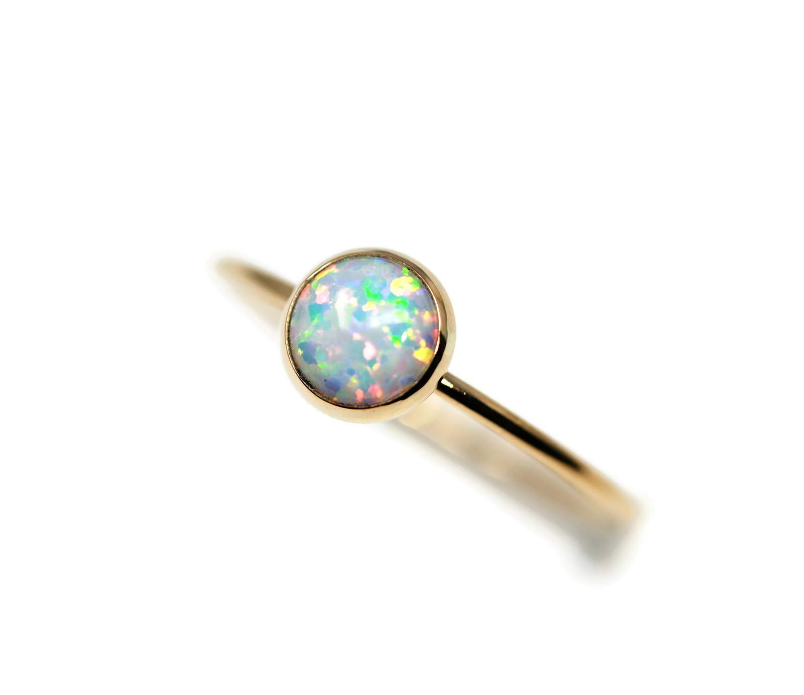 Salish Sea Inspirations 6mm Simulated Opal 14K Gold Filled Skinny Ring Sizes 5-8