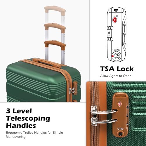 Image of LONG VACATION Luggage Sets with Spinner Wheels, Carry on Suitcase 3 Piece