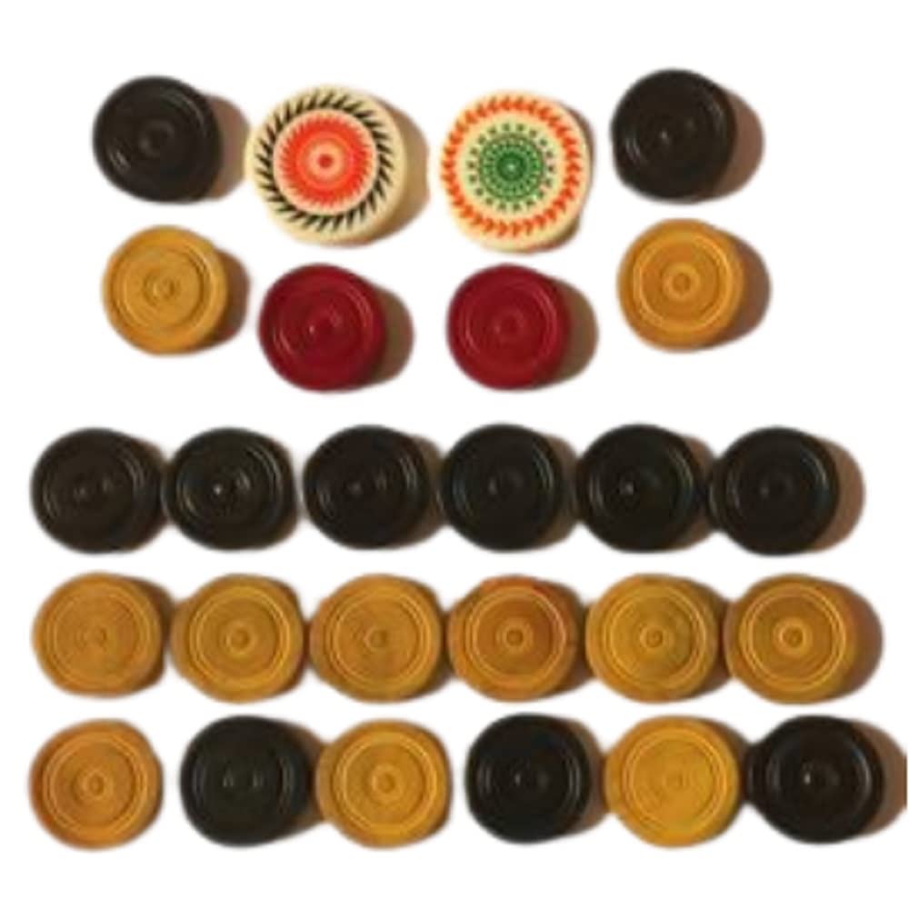 Dama in legno con monete impilabili Ridge Carrom Board e Striker Professional Solid Set (24 pezzi Carrom Board con copertura/custodia Striker + 2 Striker colore casuale