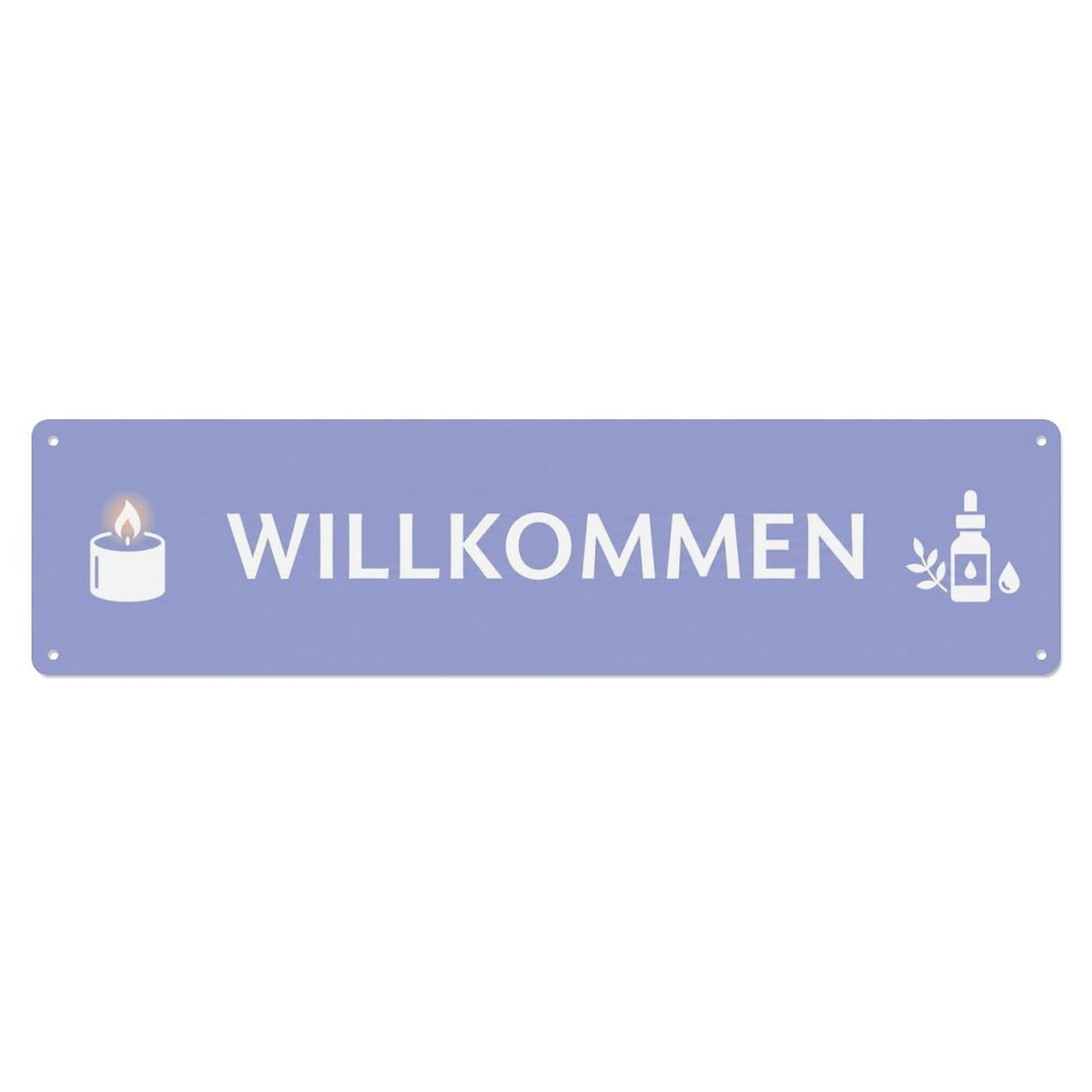 Periwinkle Lavender Spa Wellness Center Welcome Metal Tin Sign Plaque Wall Decor for Cafe, Club Bar, Office, Home Garden Metal Poster 4x16Inch