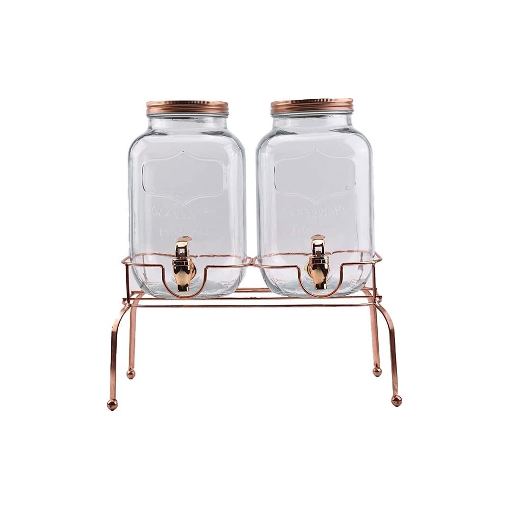 Cleaning Superstore Multi-Purpose Double Glass Beverage Dispenser With Stand and Tap (4+4L)