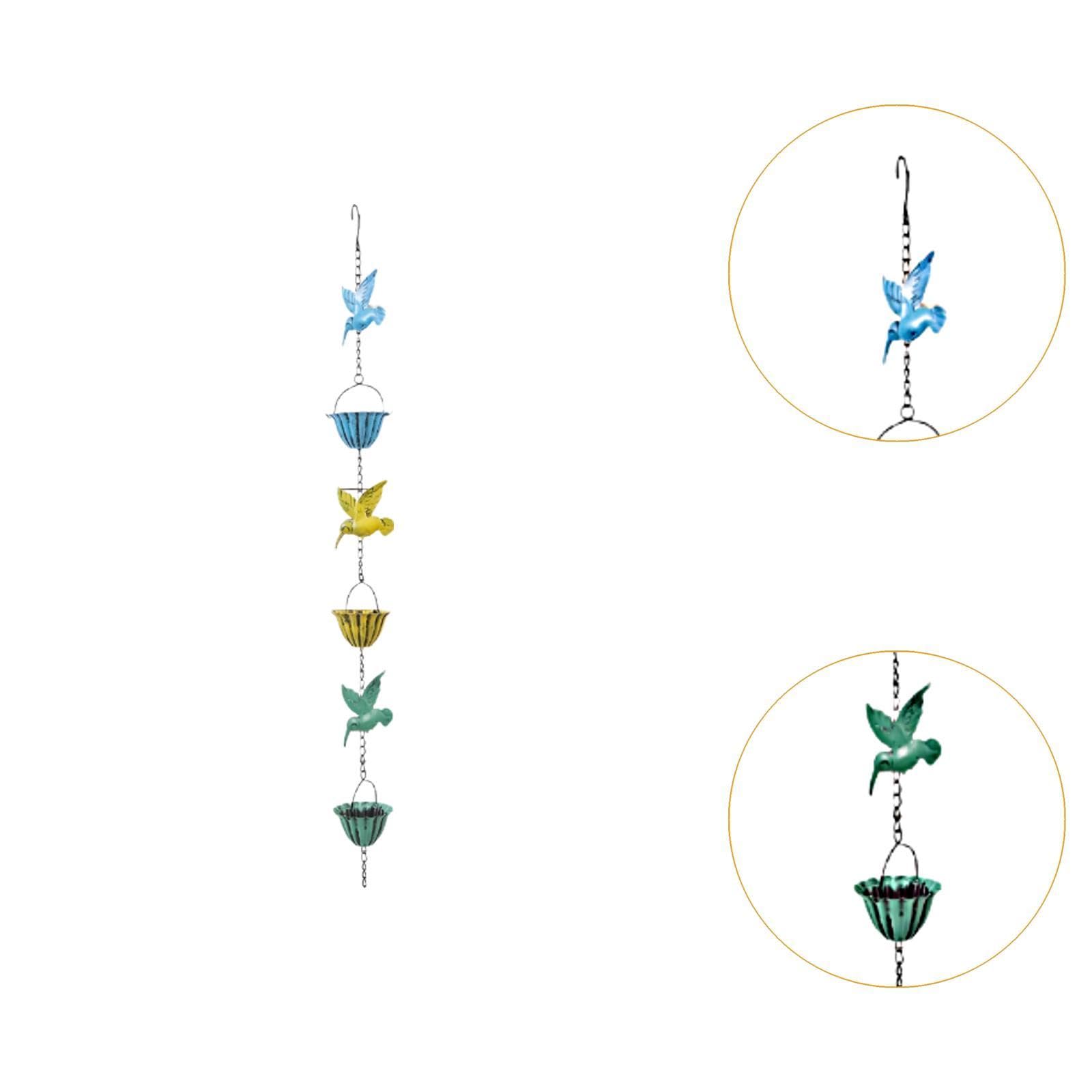 Chaîne de Pluie Hummingbird Ornement de Jardin Métal Antirouille Remplacement de Tuyau Pluviale Décoration Suspendue Adaptée à Cour