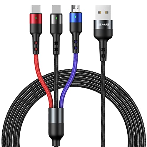 wiredge 3 en 1 Multi Cable de Carga, 3 Metros Multi USB Cargador Cable Nylon Universal Múltiples...